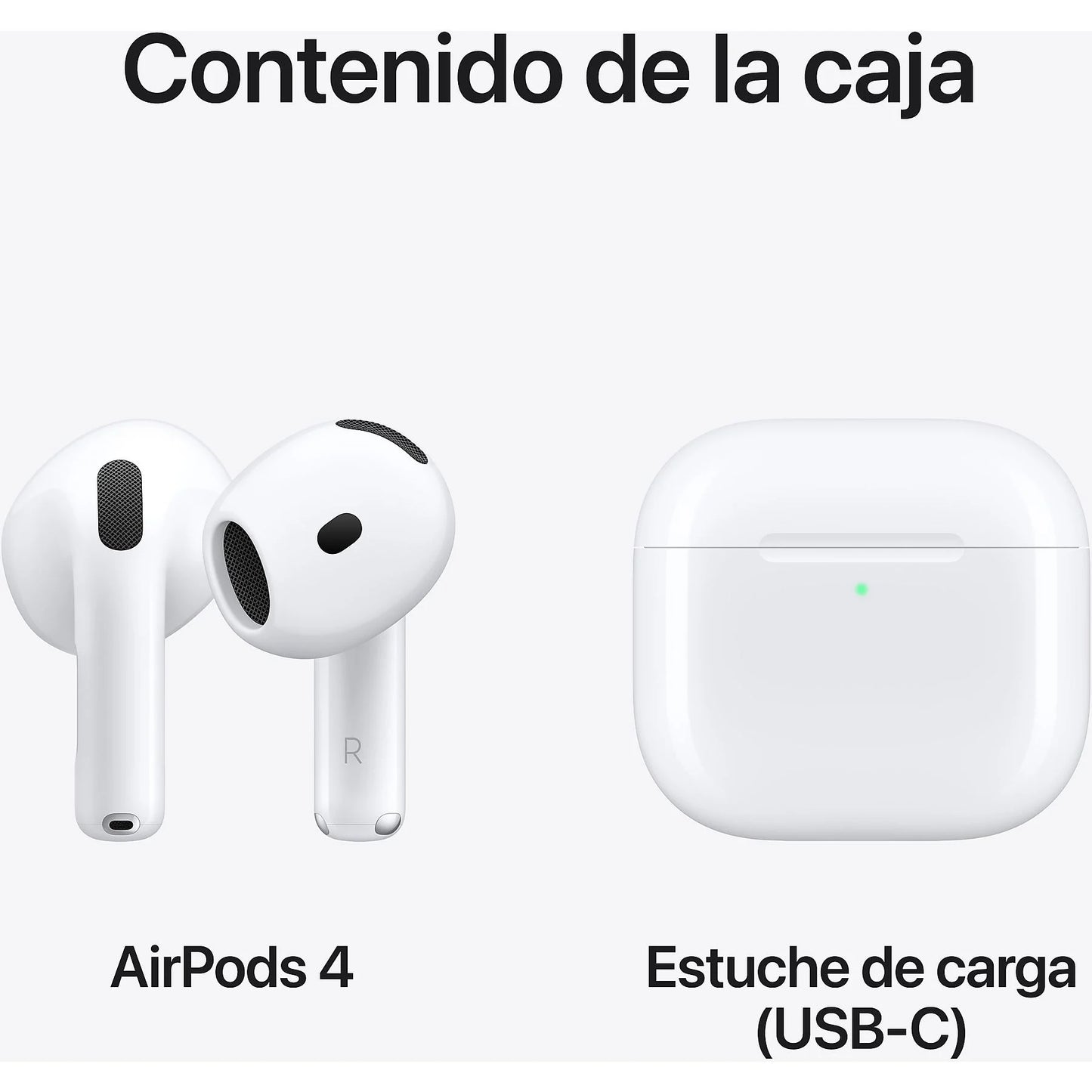Apple AirPods 4 (2024 4ª gen), Inalámbricos, Bluetooth®, Estuche de carga USB-C, Chip H2, Siri, USB-C, Blanco