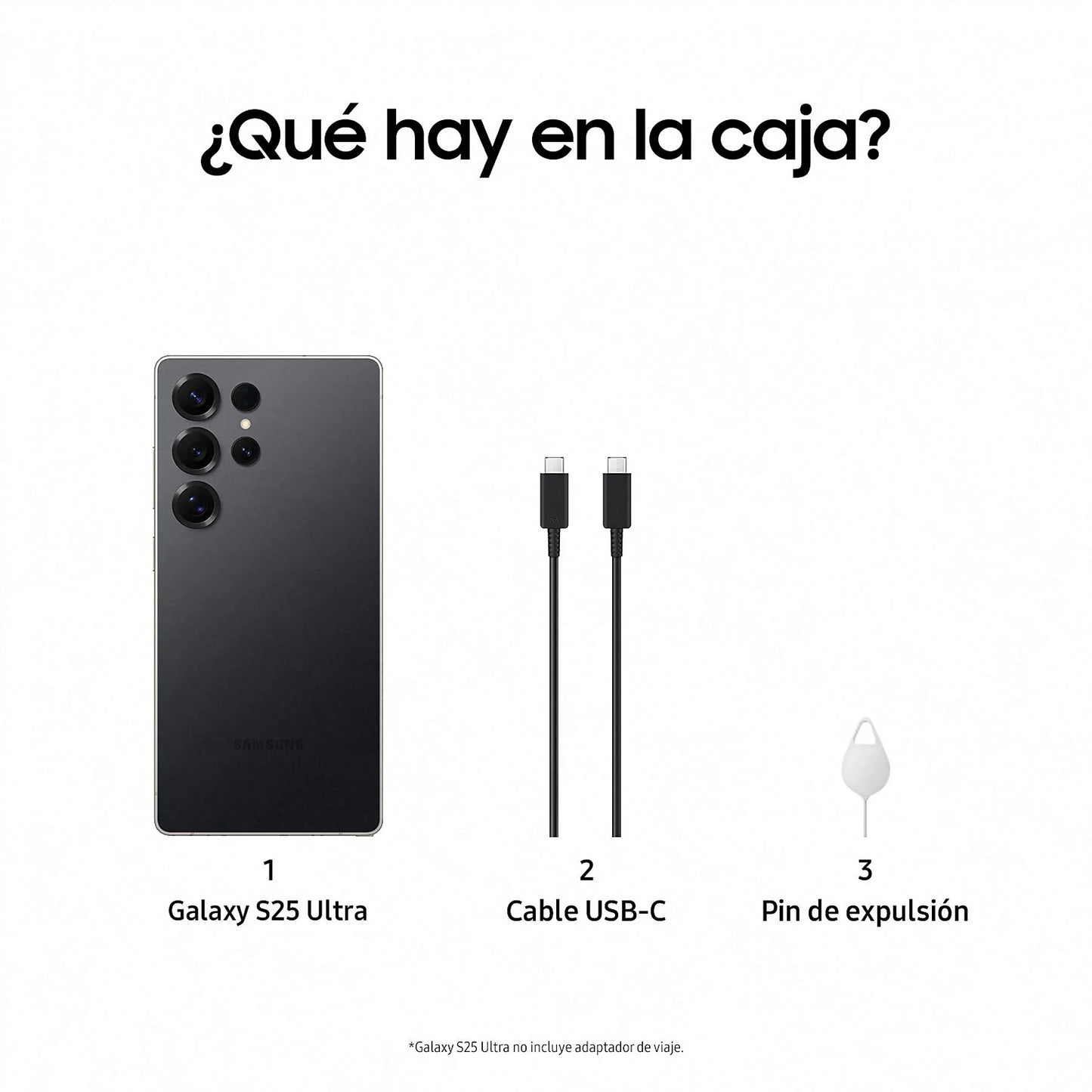 Móvil - Samsung Galaxy S25 Ultra,Titanium Black 1 TB, 12 GB RAM, 6.9" WQHD+, Snapdragon 8, 5000 mAh, Android 15