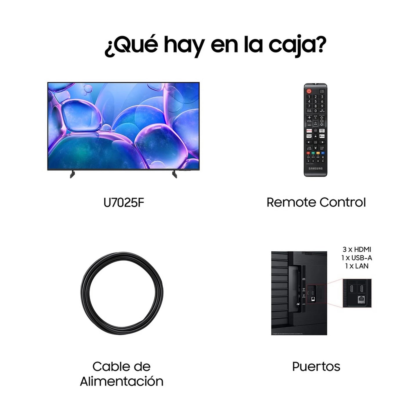 TV LED 50" - Samsung TU50U7025FKXXC, UHD 4K, Procesador Crystal 4K, Smart TV, Negro